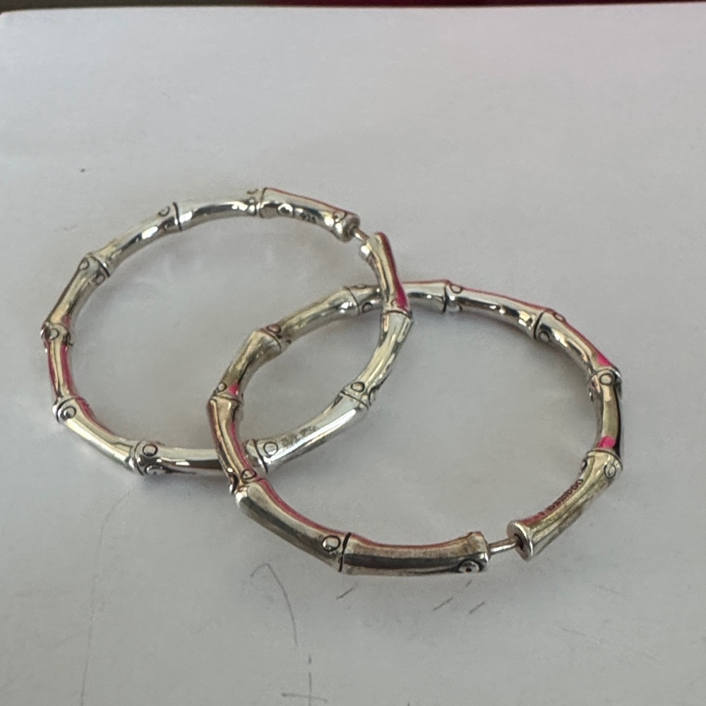 John Hardy Silver Bamboo-Inspired Earrings